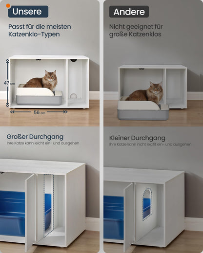 SONGMICS HOME Katzenklo-Schrank PCL013W01 - Grosse Katzen, Schneeweiss