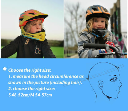 ROCKBROS Kinderhelm Fullface, abnehmbarer Kinnschutz, blau, S 48-52 cm