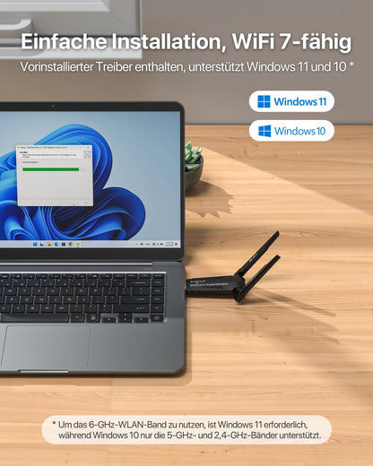 BrosTrend BE6500 WiFi 7 WLAN Stick Tri-Band für Windows PC