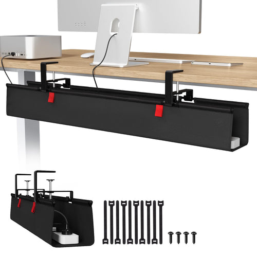 Univivi Kabelkanal Schreibtisch 90 cm, Kabelmanagement ohne Bohren – Kabelwanne aus 600D-Oxford-Gewebe