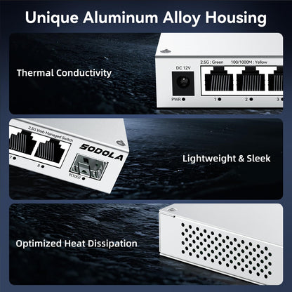 SODOLA 8-Port 2.5Gb Web Managed Switch - 10G SFP+