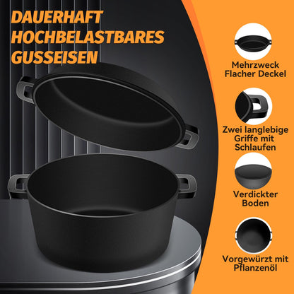 NZQXJXZ Gusseisen Brotbacktopf Dutch Oven – 26cm 2-in-1