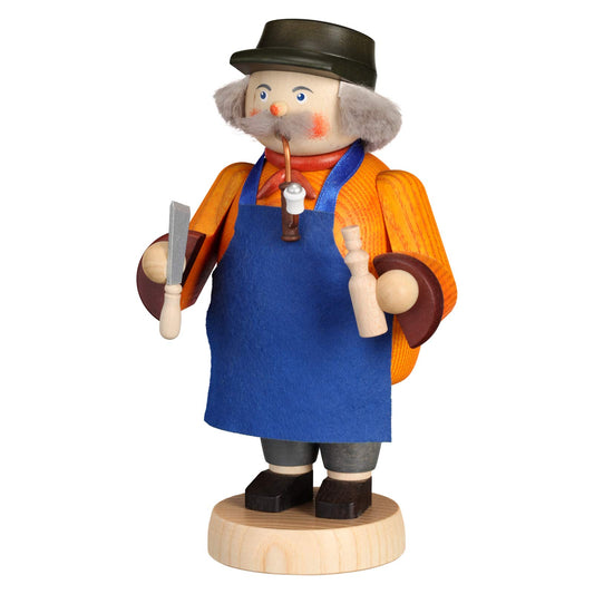 Seiffener Volkskunst Räuchermännchen Gemütliche Typen Spielzeugmacher 18cm. Bemalte Holzfigur. Zum Abbrennen von Weihrauchkegeln.