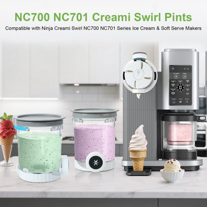 PCTTOIL Swirl Pints mit Deckel 4er-Set für Ninja CREAMi NC700/NC701EU