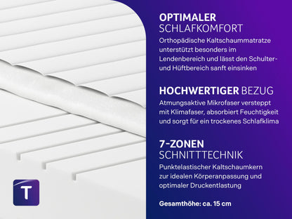 Traumnacht Basis Orthopädische 7-Zonen Kaltschaummatratze – H3 140x200 cm