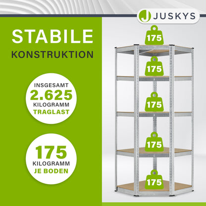 Juskys 3er Metall Regalsystem Basic - Schwerlast Silver