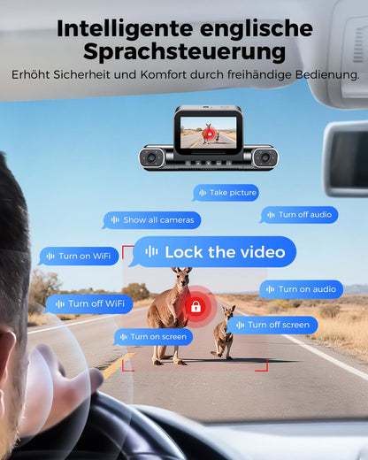 AZDOME 4K 4-Kanal 360° Auto Dashcam – 128GB eMMC Speicher