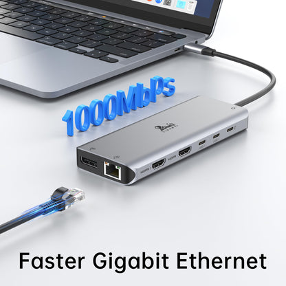 LIONWEI USB-C Dockingstation 13-in-1 Dual Monitor Triple Display