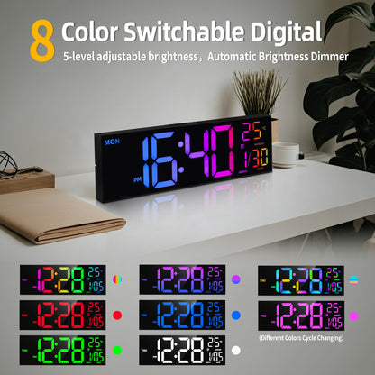 HAITANG PH-01 Digitale LED-Wanduhr mit Temperatur und Nachtlicht