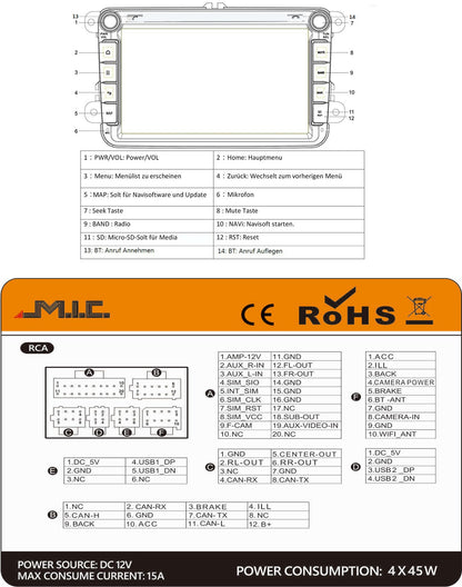 M.I.C. AV8V7-L2 Android Autoradio Navi 8" QLED - 4G+64G
