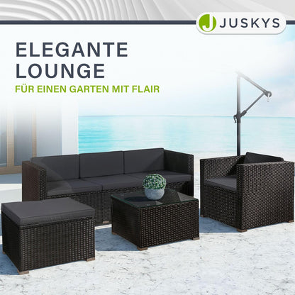 Juskys Garten Lounge Punta Cana L 4-5 Personen – Schwarz/Grau
