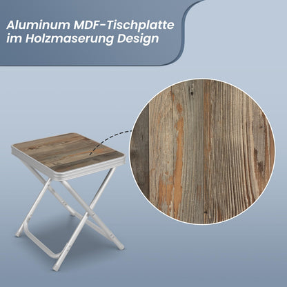Homecall Campinghocker faltbar mit MDF-Tischplatte, 2-in-1, grau