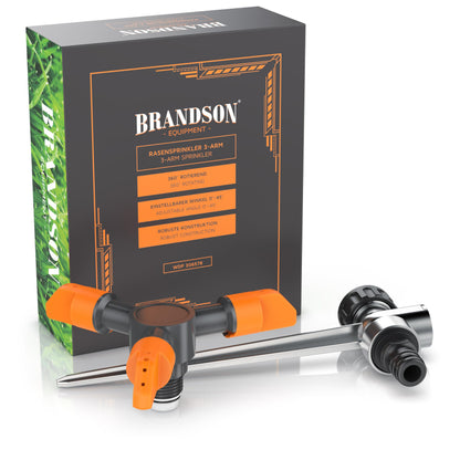 Brandson 4x Rasensprinkler 3-Fach – 360° Rasensprenger mit Erdspiess