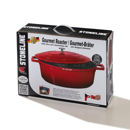 STONELINE Cocotte Bräter Aluguss Beschichtet 32cm 6,6L Induktion Rot
