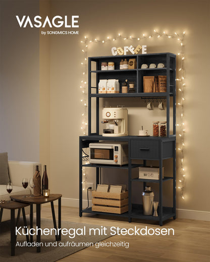 VASAGLE KKS027B02 Küchenregal mit Steckdosen – Anthrazit