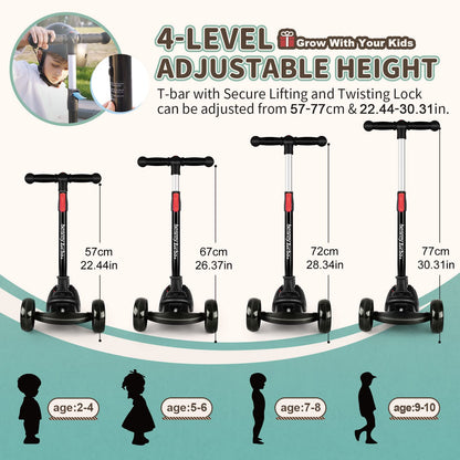 besrey Dreirad Kinder Roller – Faltbar, mit LED Leuchträdern