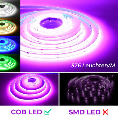 SUBOSI COB LED Streifen 10 m RGB WiFi, Alexa & Google Home kompatibel