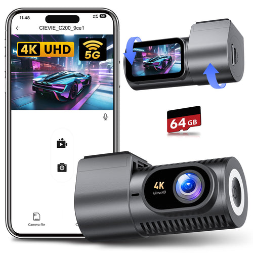 Cievie C200 Dashcam Auto vorne 4K mit WiFi, 64 GB & Nachtsicht – kompakte Frontkamera mit 1,5-Zoll-IPS-Display