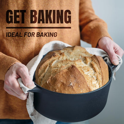 Overmont Dutch Oven Gusseisen Topf, Deckel als 27 cm Bratpfanne