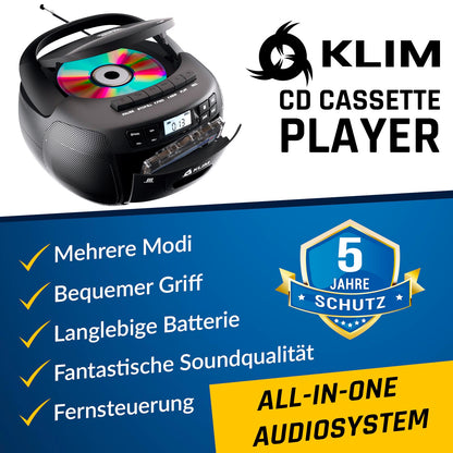 KLIM CD Kassette Radio Player - Bluetooth USB Etui