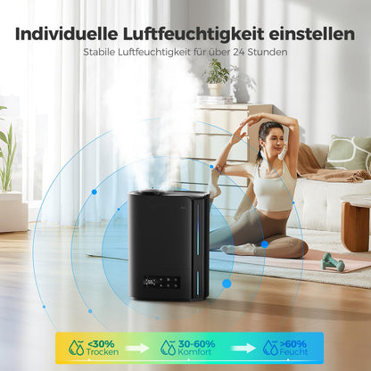 AROEVE DH-JS07 Luftbefeuchter 6L Ultraschall Top-Fill Schwarz