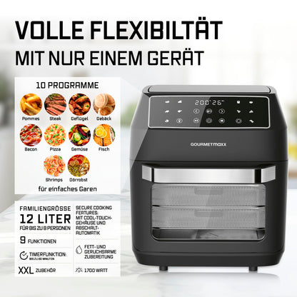 GOURMETmaxx Heissluftfritteuse 12 L Airfryer Minibackofen