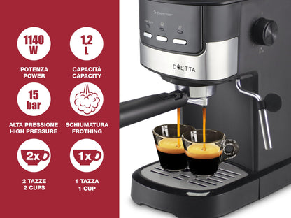 BEPER Duetta P101CAF100 Espressomaschine für Pads und Kaffeepulver