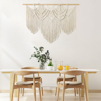 UXORSN Makramee Wandbehang Boho Wandteppich Baumwolle 110 x 82 cm