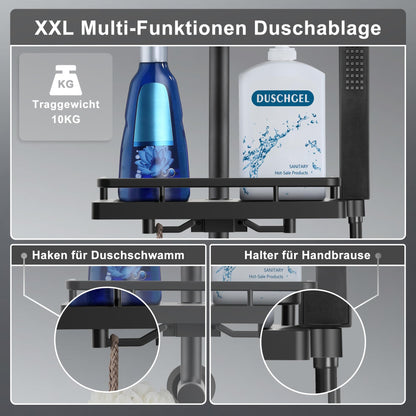 Görbach Regendusche Duschset Edelstahl Schwarz Eckig 20x20cm