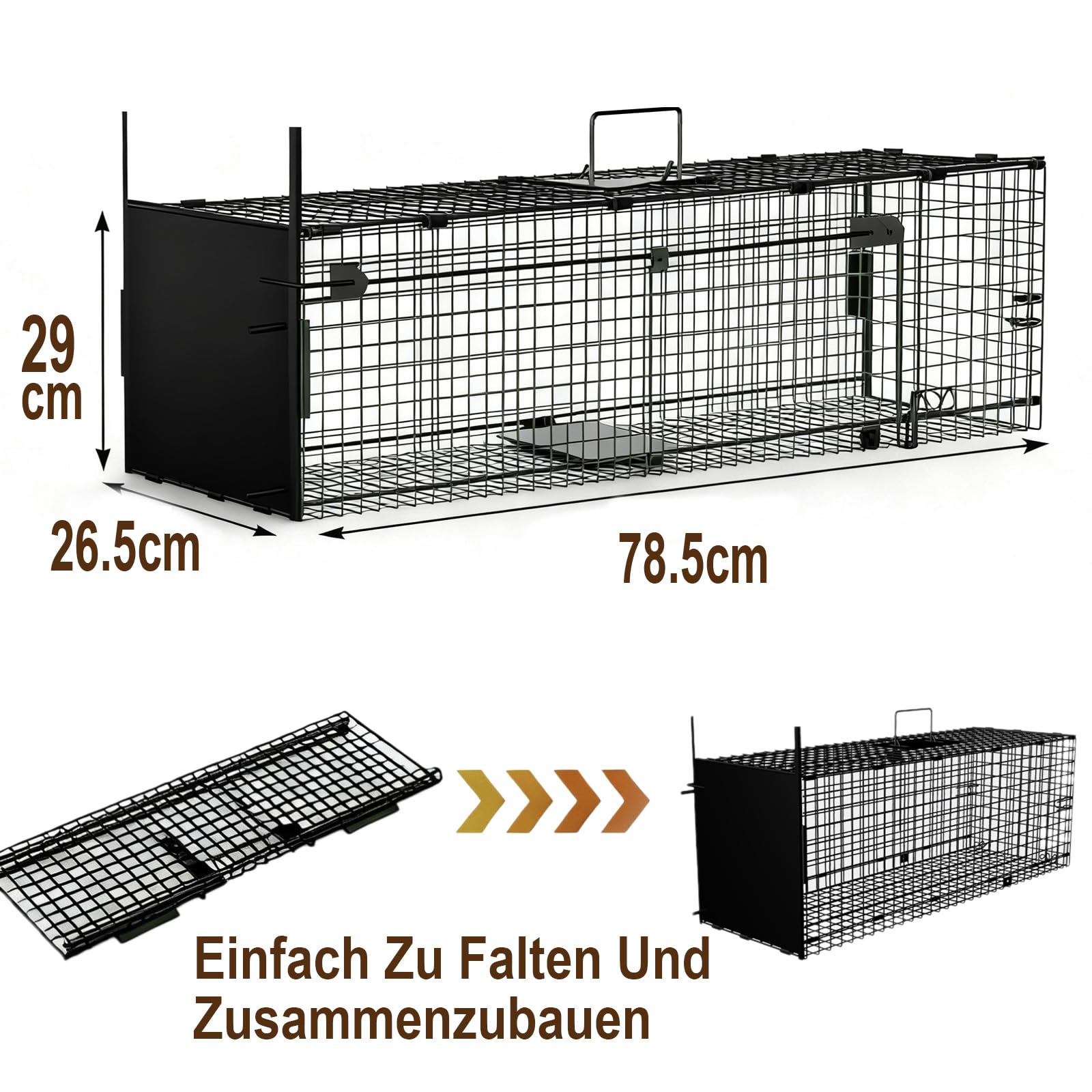Amagabeli Garden Home Lebendfalle 78x26x29cm Marderfalle, verzinkte Metallfalle mit Falltür