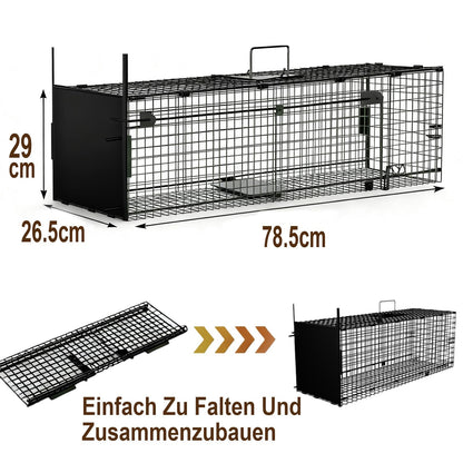 Amagabeli Garden Home Lebendfalle 78x26x29cm Marderfalle, verzinkte Metallfalle mit Falltür