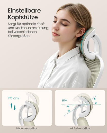 SONGMICS OBN047K01 Ergonomischer Drehstuhl - Cappuccinobeige