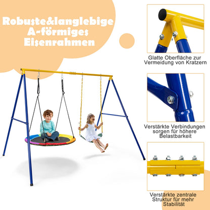 COSTWAY Doppelschaukel mit Gestell, Kinderschaukel & Nestschaukel