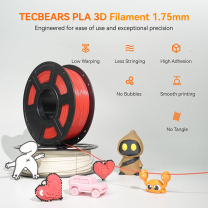 TECBEARS PLA Filament 1.75mm Schwarz, 4x 1kg Spulen für 3D Drucker