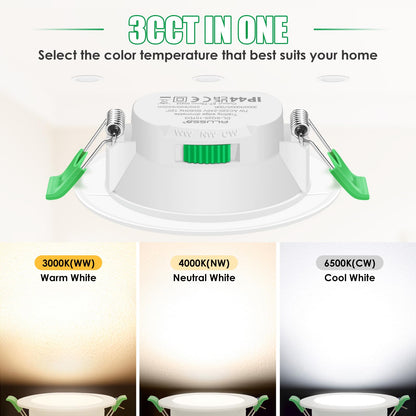 ALUSSO LED Einbaustrahler Flach Dimmbar IP65 – Weiss 6er Set