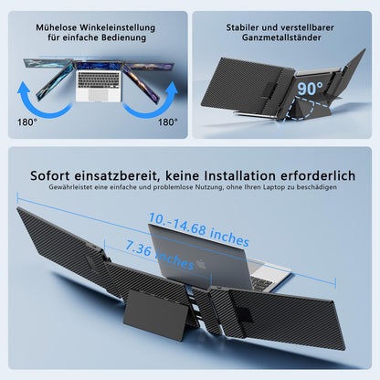 Triple Laptop Screen Extender Tragbarer Monitor – 14'' FHD