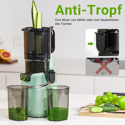 AMZCHEF Slow Juicer Entsafter 135MM Öffnung – Grün