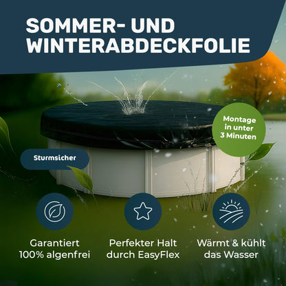 Folienkönig® Solar-Poolabdeckung EasyFlex – 6x6m für ø420-520cm