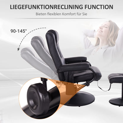 HOMCOM Relaxsessel Hocker – TV-Sessel, Massage, drehbar, Schwarz