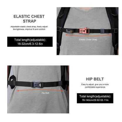 Mountaintop 40L Wanderrucksack mit Regenhülle, Schwarz-Blau