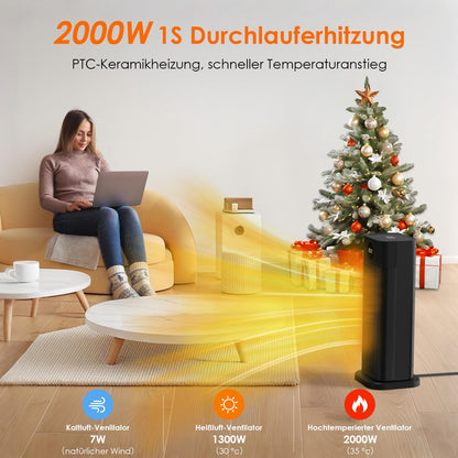 Minthouz S760 Keramik-Heizlüfter, 2000W PTC mit Thermostat