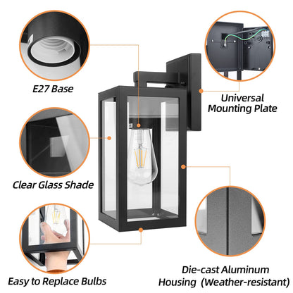 BRIMMEL Aussen Wandleuchte Mattschwarz Aluminium Klar Glas 2er-Set