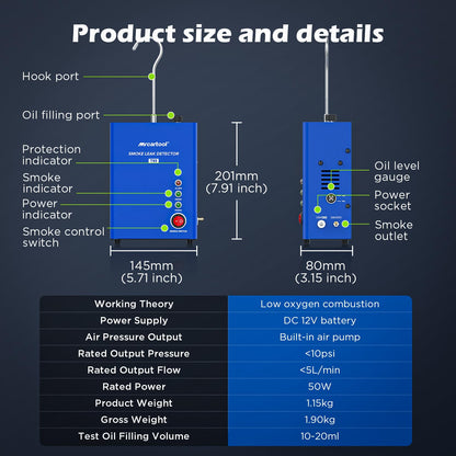 PLAYOCCAR T80 EVAP Kfz Lecksuchgerät Nebelmaschine 12V Luftpumpe