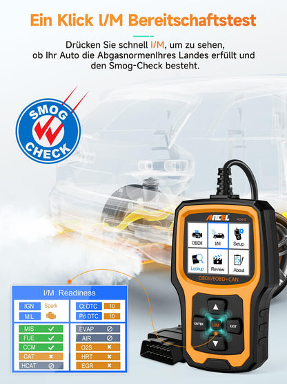 ANCEL AD410 OBD2/EOBD Diagnosegerät Auto - Schwarz/Gelb