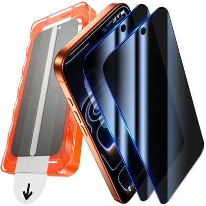 UniqueMe Panzerglas Sichtschutz für iPhone 17 Pro Max, 2 Stück, gehärtetes 9H-Glas mit Montagerahmen