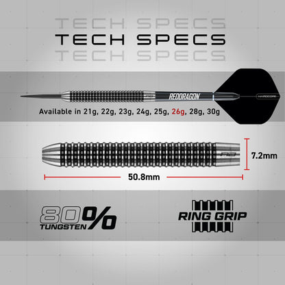 RED DRAGON Pegasus Steeldarts 26g – 80% Tungsten Dartpfeile Set