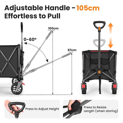 YEAUPE PRO Faltbollerwagen mit Feststellbremse, All-Terrain, schwarz