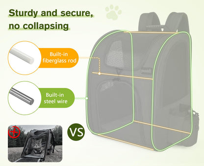 Pecute Haustierrucksack mit Netzfenster, faltbar, wasserdicht, XL