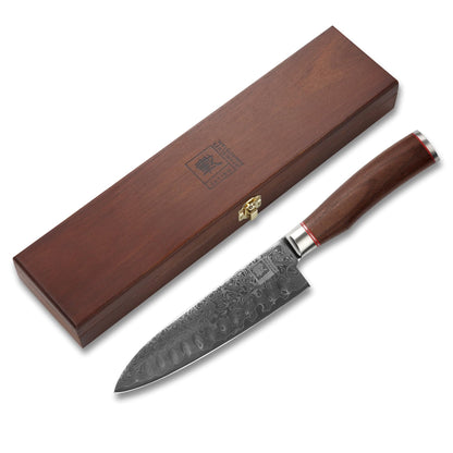 Zayiko Kurumi Premium Damast Santokumesser – 17,5 cm
