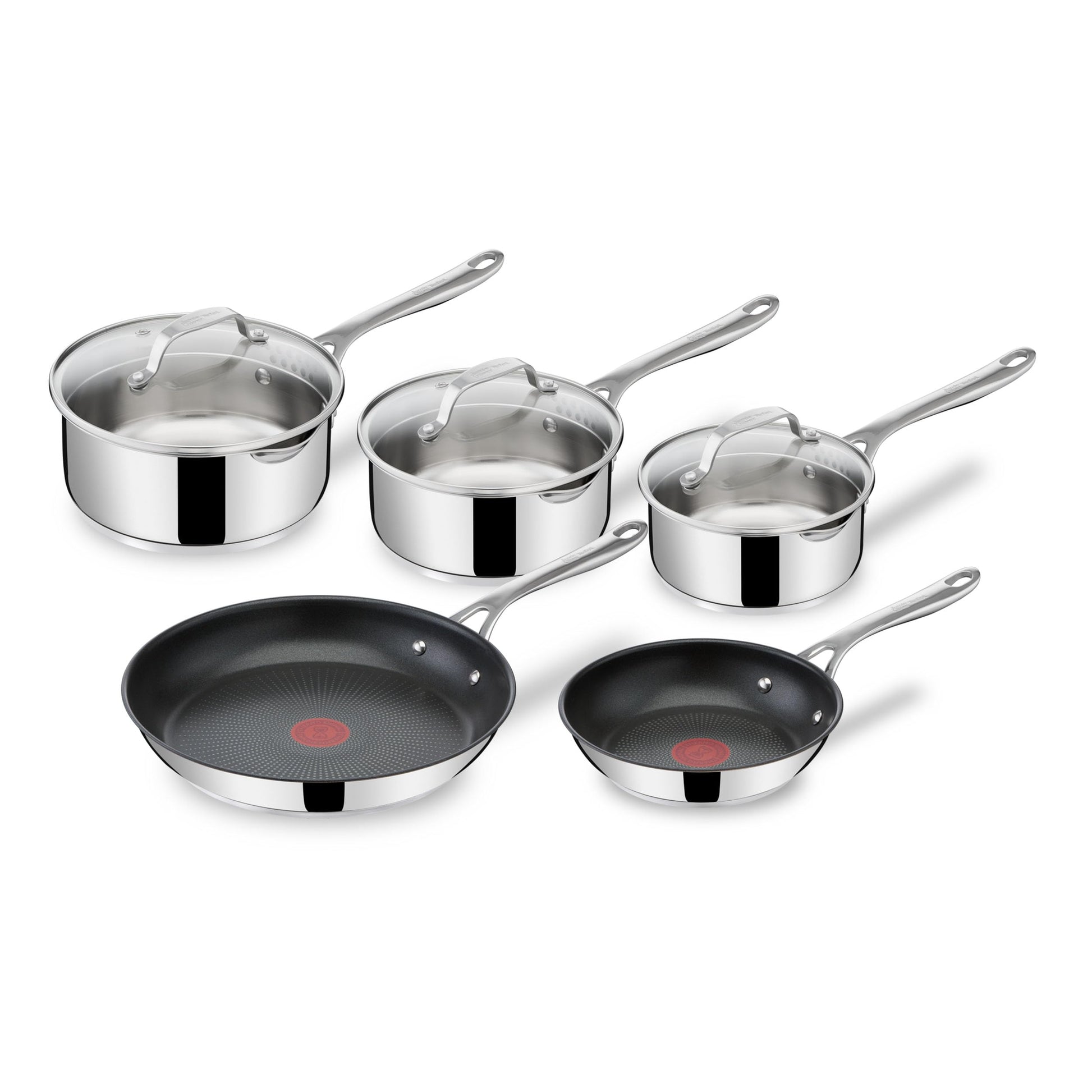 Tefal E304S5 Jamie Oliver Cook's Direct On Pfannenset 8-tlg. Edelstahl: 8 glänzende Edelstahlpfannen. Zum Braten & Kochen auf allen Herdarten.